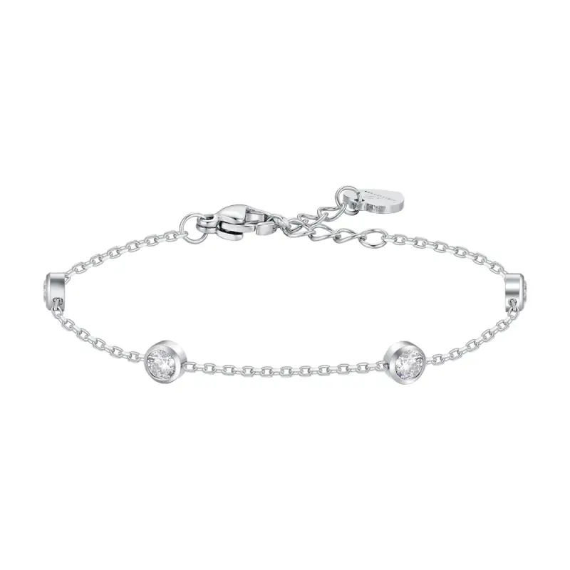 Luca Barra BRACCIALE BAMBINA IN ACCIAIO CON ZIRCONI BIANCHI