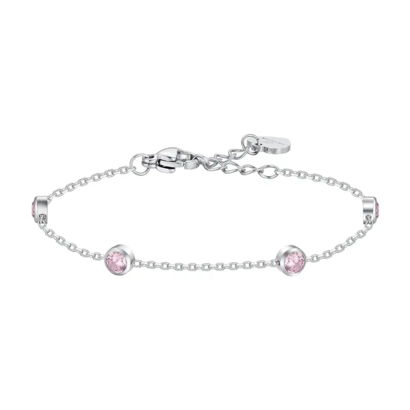 Luca Barra BRACCIALE BAMBINA IN ACCIAIO CON ZIRCONI ROSA