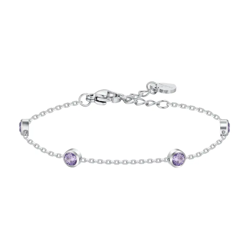 Luca Barra BRACCIALE BAMBINA IN ACCIAIO CON ZIRCONI VIOLA