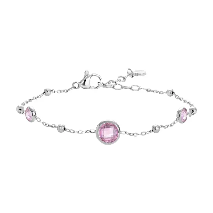 BRACCIALE DONNA IN ACCIAIO CON ZIRCONI ROSA