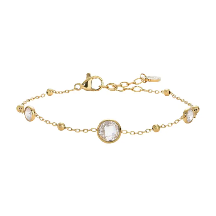 BRACCIALE DONNA IN ACCIAIO IP GOLD CON ZIRCONI BIANCHI