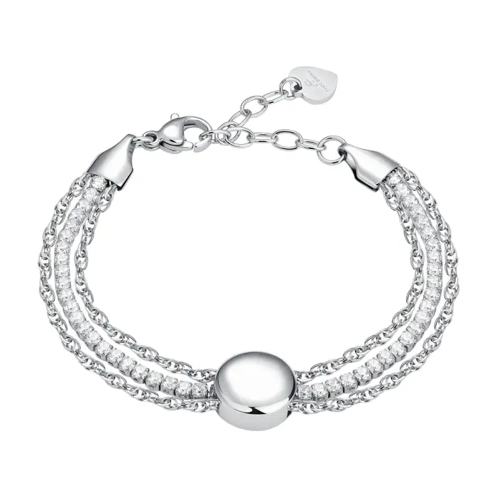 Luca Barra BRACCIALE DONNA TENNIS IN ACCIAIO CON ELEMENTO CENTRALE IN ACCIAIO E CRISTALLI