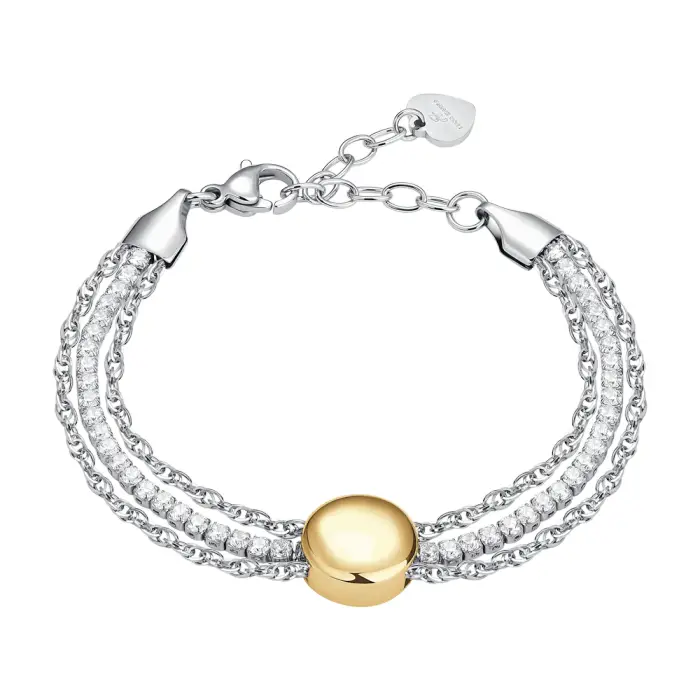 Luca Barra BRACCIALE DONNA TENNIS IN ACCIAIO CON ELEMENTO CENTRALE IN ACCIAIO IP GOLD