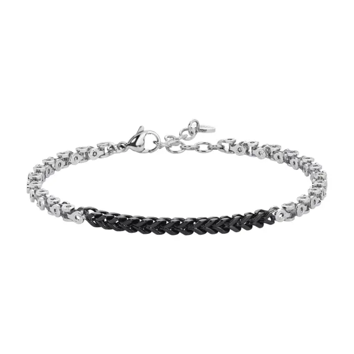 BRACCIALE UOMO IN ACCIAIO CON ELEMENTI CENTRALI IN IP NERO