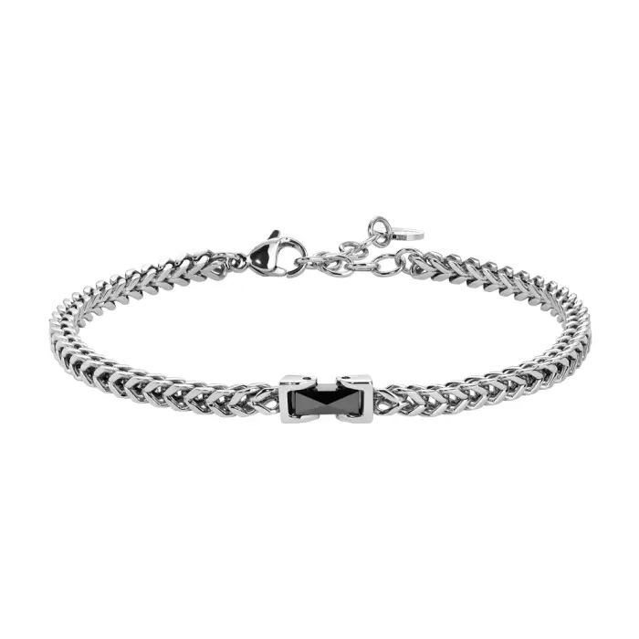 BRACCIALE UOMO IN ACCIAIO CON ELEMENTO CENTRALE IN CERAMICA NERA