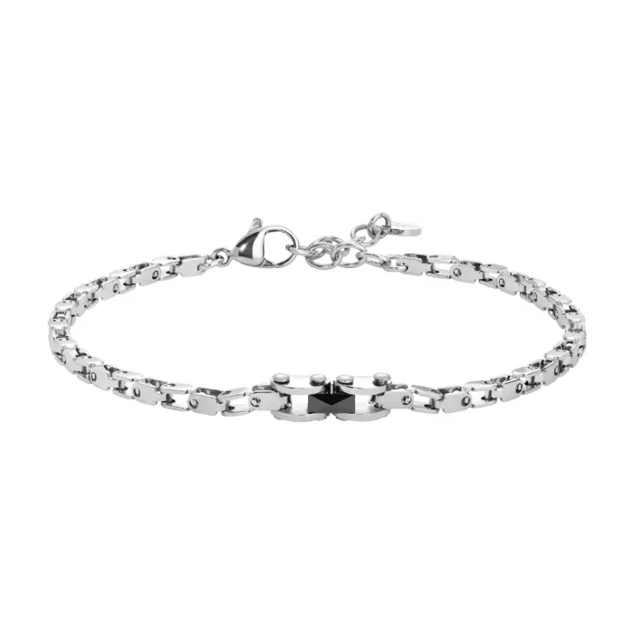 BRACCIALE UOMO IN ACCIAIO CON ELEMENTO CENTRALE IN CERAMICA NERA