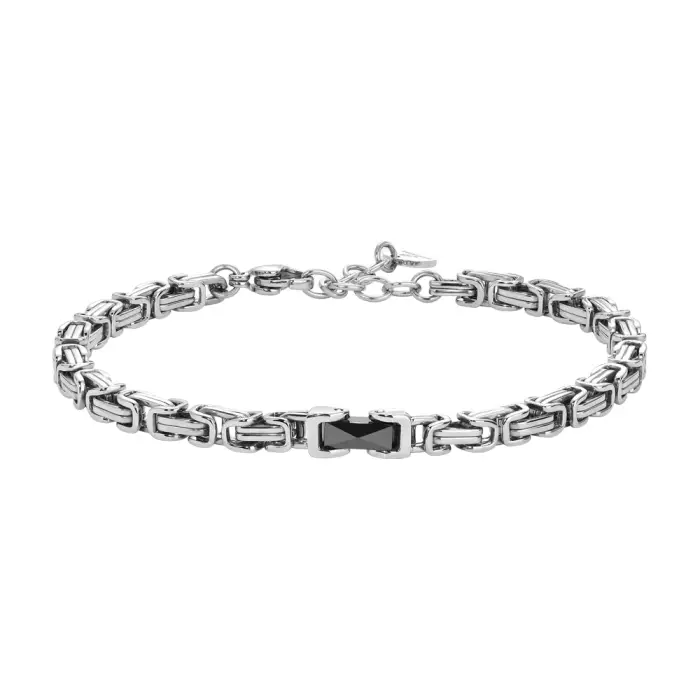 BRACCIALE UOMO IN ACCIAIO CON ELEMENTO CENTRALE IN CERAMICA NERA