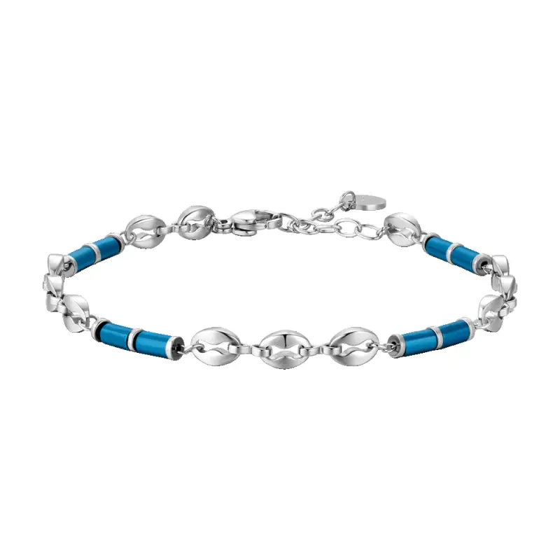 Luca Barra BRACCIALE UOMO IN ACCIAIO CON EMATITE BLU