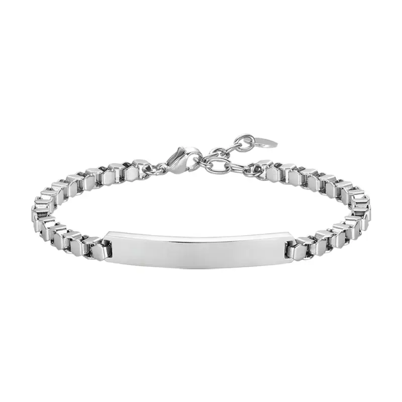 Luca Barra BRACCIALE UOMO IN ACCIAIO CON PIASTRA PERSONALIZZABILE