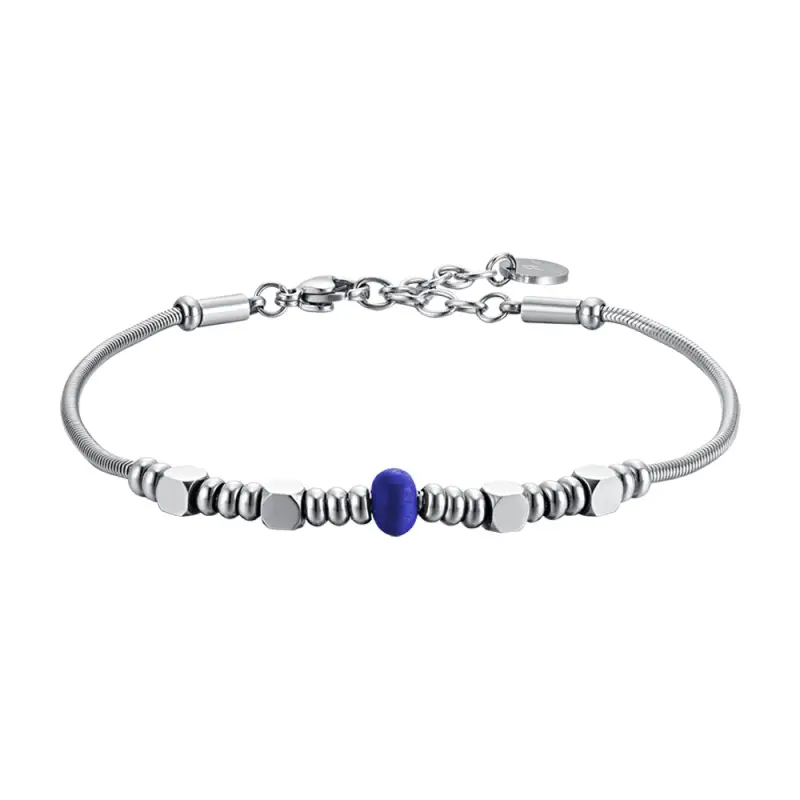 Luca Barra BRACCIALE UOMO IN ACCIAIO CON PIETRA BLU