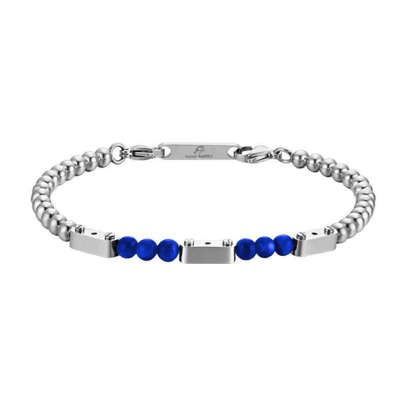 Luca Barra BRACCIALE UOMO IN ACCIAIO CON PIETRE LAPIS