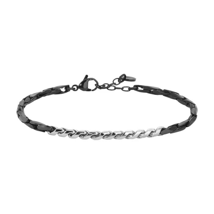 BRACCIALE UOMO IN ACCIAIO IP NERO CON ELEMENTI CENTRALI IN ACCIAIO