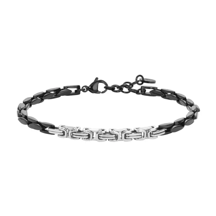 BRACCIALE UOMO IN ACCIAIO IP NERO CON ELEMENTI IN ACCIAIO