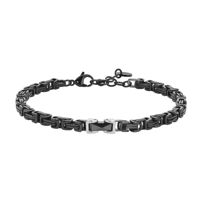BRACCIALE UOMO IN ACCIAIO IP NERO CON ELEMENTO CENTRALE IN CERAMICA NERA