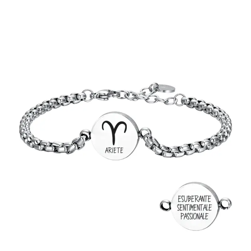 Luca Barra BRACCIALE UOMO IN ACCIAIO SEGNO ZODIACALE ARIETE PIASTRA