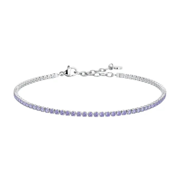 Luca Barra CAVIGLIERA DONNA IN ACCIAIO CON ZIRCONI VIOLA