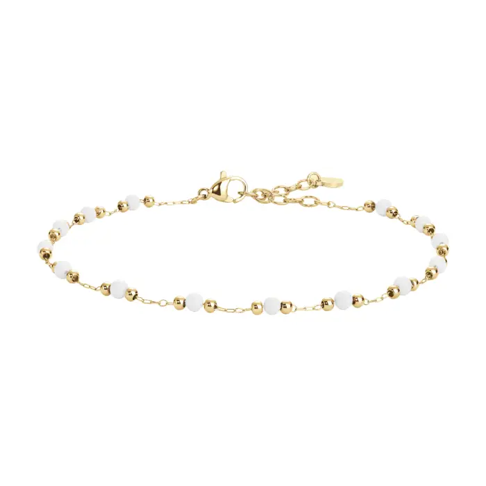 Luca Barra CAVIGLIERA DONNA IN ACCIAIO IP GOLD CON PERLE BIANCHE