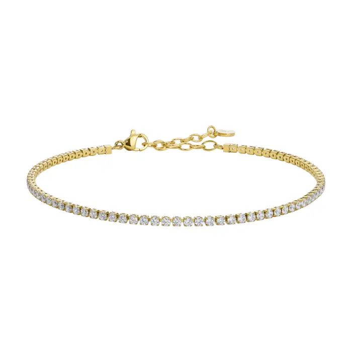 Luca Barra CAVIGLIERA DONNA IN ACCIAIO IP GOLD CON ZIRCONI BIANCHI