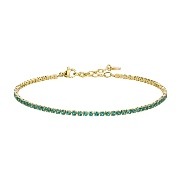 Luca Barra CAVIGLIERA DONNA IN ACCIAIO IP GOLD CON ZIRCONI VERDI