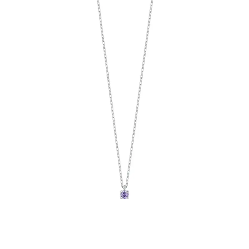 Luca Barra COLLANA BAMBINA IN ACCIAIO CON ZIRCONE VIOLA
