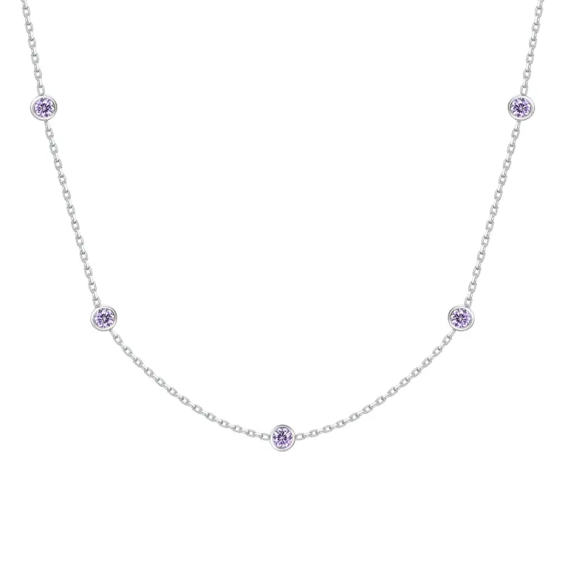 Luca Barra COLLANA BAMBINA IN ACCIAIO CON ZIRCONI VIOLA