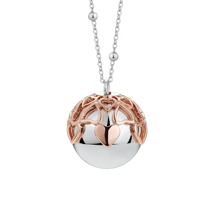 Luca Barra COLLANA CHIAMA ANGELI DONNA IN ACCIAIO, CIONDOLO CON CUORE IN METALLO