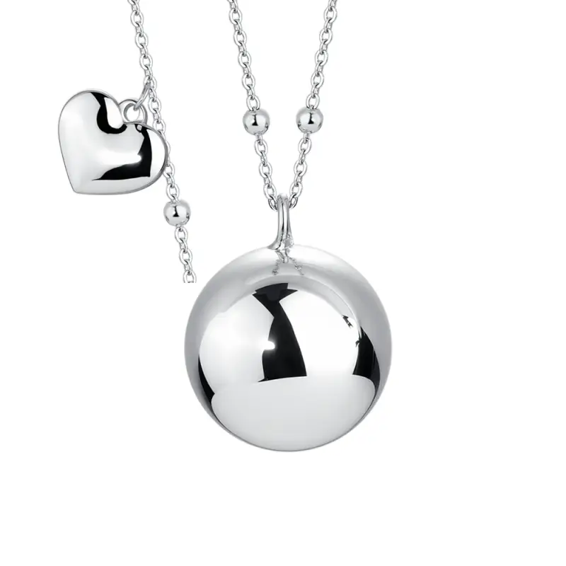 Luca Barra COLLANA CHIAMA ANGELI DONNA IN ACCIAIO, CIONDOLO IN METALLO CON CHARM CUORE