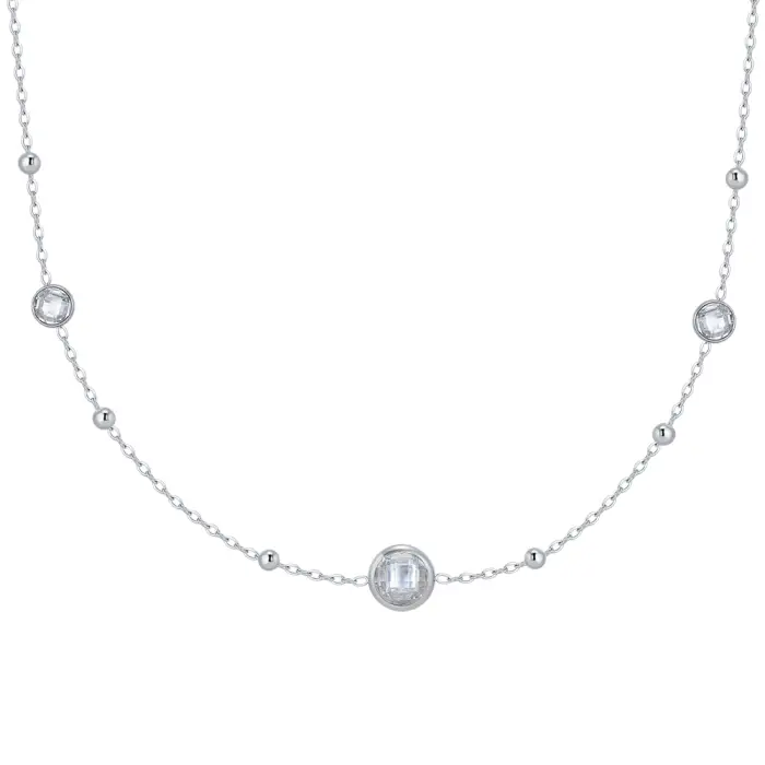 COLLANA DONNA IN ACCIAIO CON ZIRCONI BIANCHI