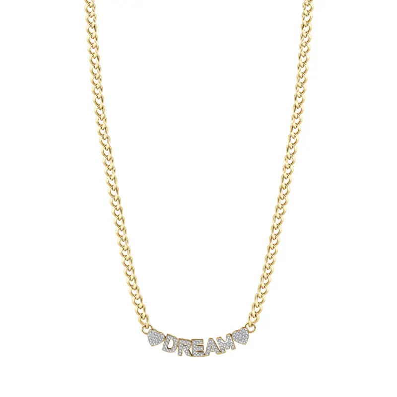 Luca Barra COLLANA DONNA IN ACCIAIO DORATO DREAM CON CRISTALLI BIANCHI