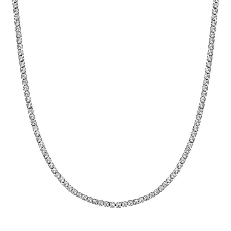 Luca Barra COLLANA TENNIS DONNA IN ACCIAIO CON CRISTALLI BIANCHI DA 4 MM, Argento