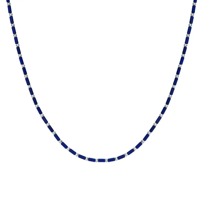 Luca Barra COLLANA UOMO IN ACCIAIO CON PIETRA LAPIS ED EMATITE