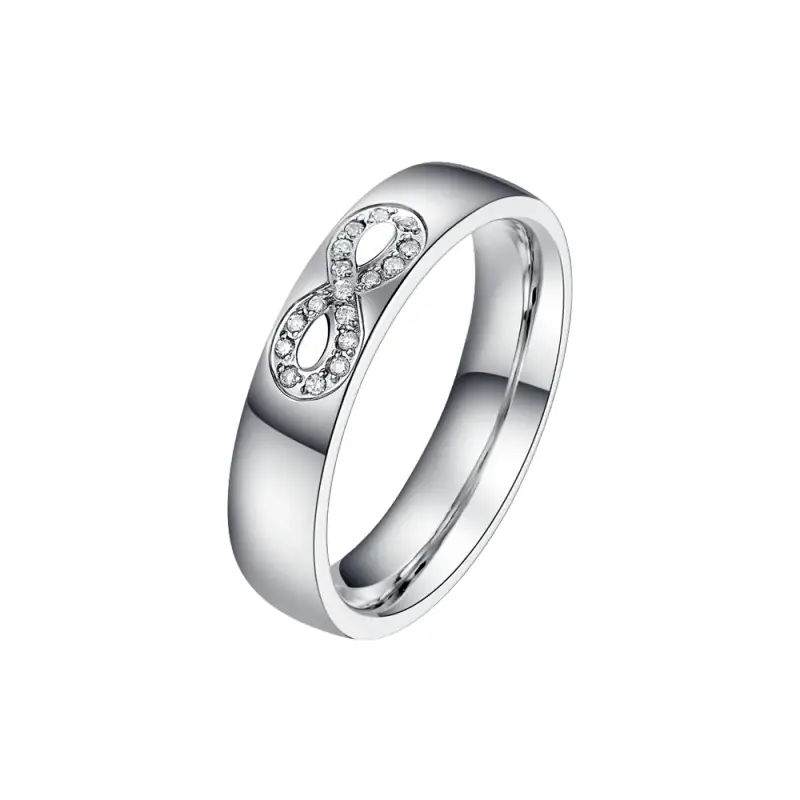 Luca Barra FEDINA DONNA E UOMO IN ACCIAIO CON INFINITO CON CRISTALLI BIANCHI, Argento