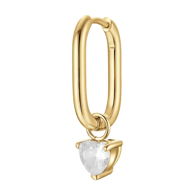Luca Barra MONO ORECCHINO DONNA IN ACCIAIO COLORE ORO CON ZIRCONE BIANCO