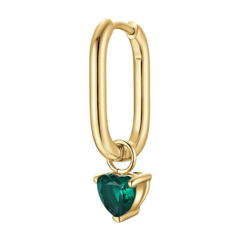 Luca Barra MONO ORECCHINO DONNA IN ACCIAIO COLORE ORO CON ZIRCONE VERDE