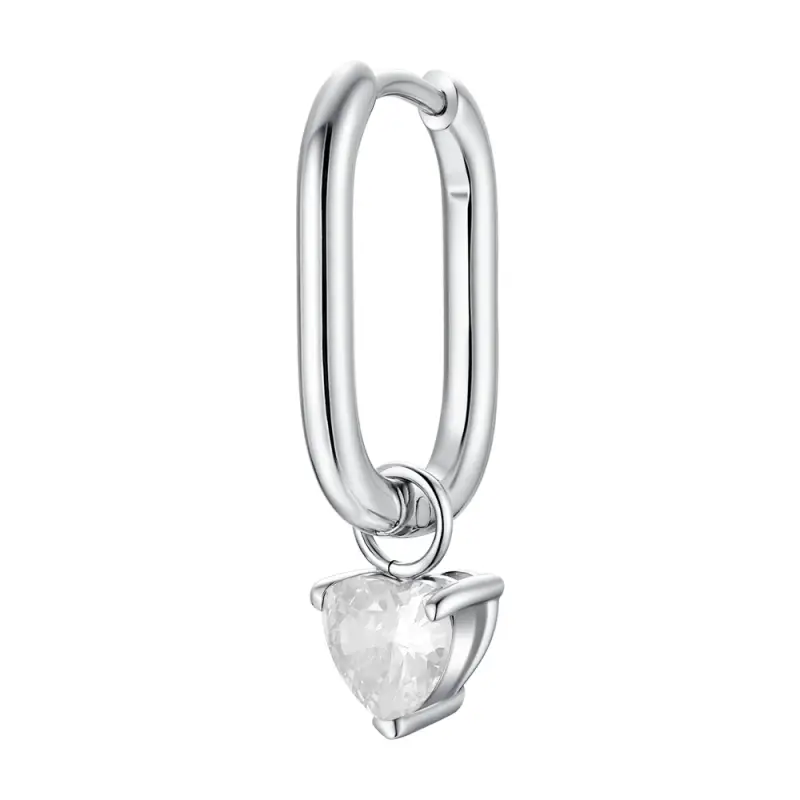 Luca Barra MONO ORECCHINO DONNA IN ACCIAIO CON ZIRCONE BIANCO