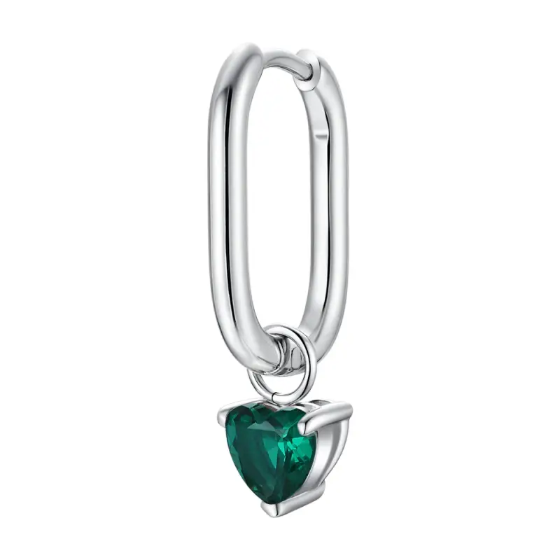 Luca Barra MONO ORECCHINO DONNA IN ACCIAIO CON ZIRCONE VERDE