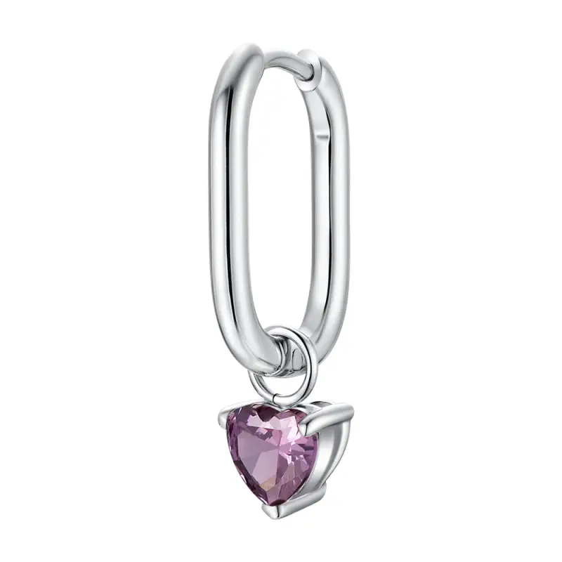 Luca Barra MONO ORECCHINO DONNA IN ACCIAIO CON ZIRCONE VIOLA