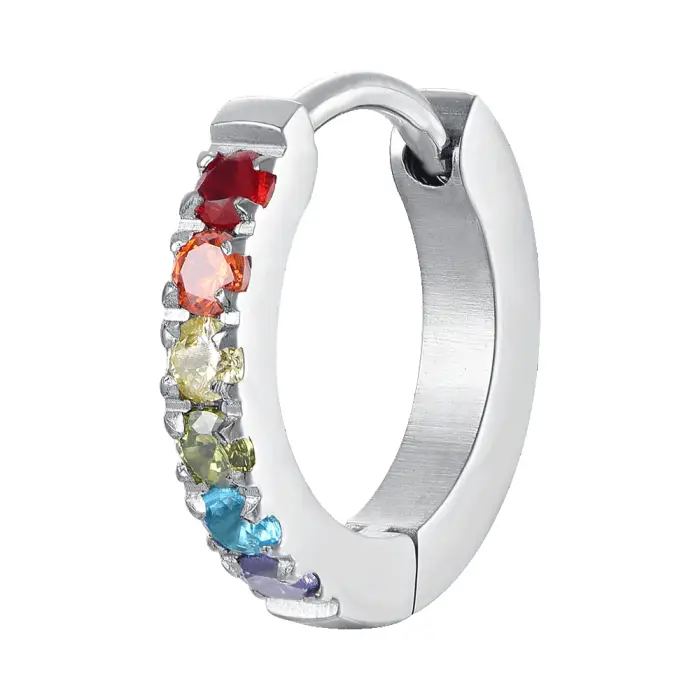 Luca Barra MONO ORECCHINO DONNA IN ACCIAIO CON ZIRCONI MULTICOLOR