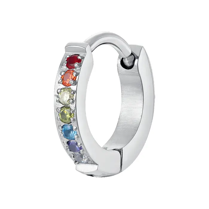 Luca Barra MONO ORECCHINO DONNA IN ACCIAIO CON ZIRCONI MULTICOLOR