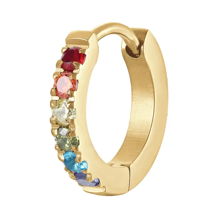 Luca Barra MONO ORECCHINO DONNA IN ACCIAIO IP GOLD CON ZIRCONI MULTICOLOR