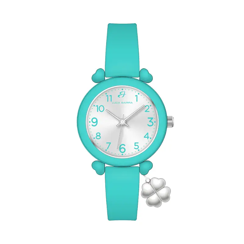 Luca Barra OROLOGIO DONNA ACQUAMARINA CON CHARM QUADRIFOGLIO