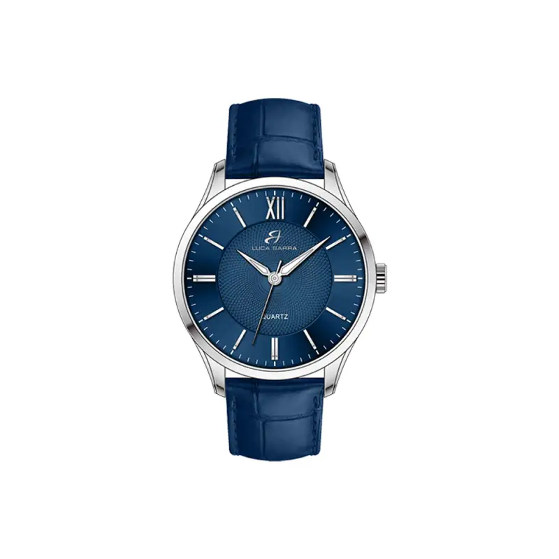 Luca Barra OROLOGIO UOMO IN ACCIAIO CINTURINO PELLE BLU