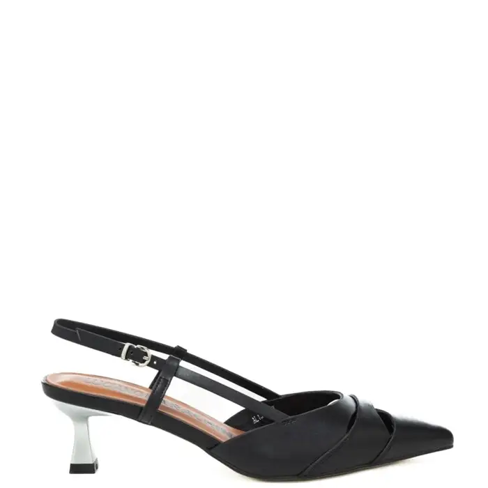 Luciano Barachini slingback da donna con tacco a rocchetto a contrasto nero