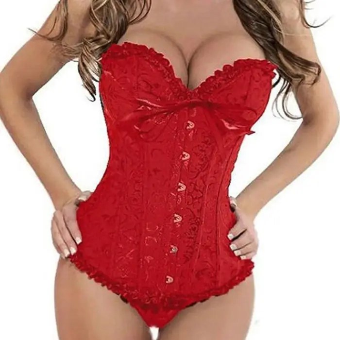 Corsetto Bustier Corsetto Donna Plus Overbust Ricamato G-String Top Corsetto XS