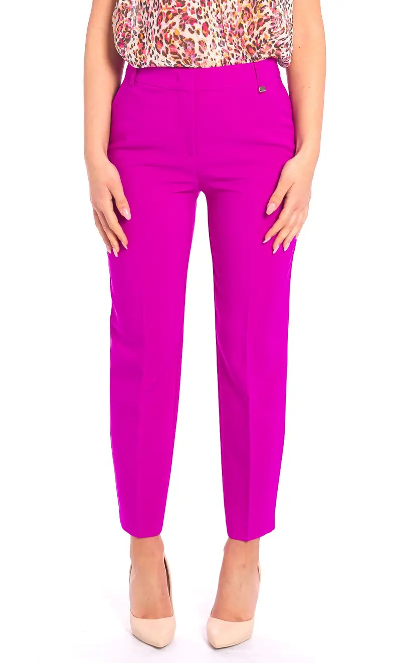 LUCKYLU Pantalone gamba dritta stretch, colore fuxia