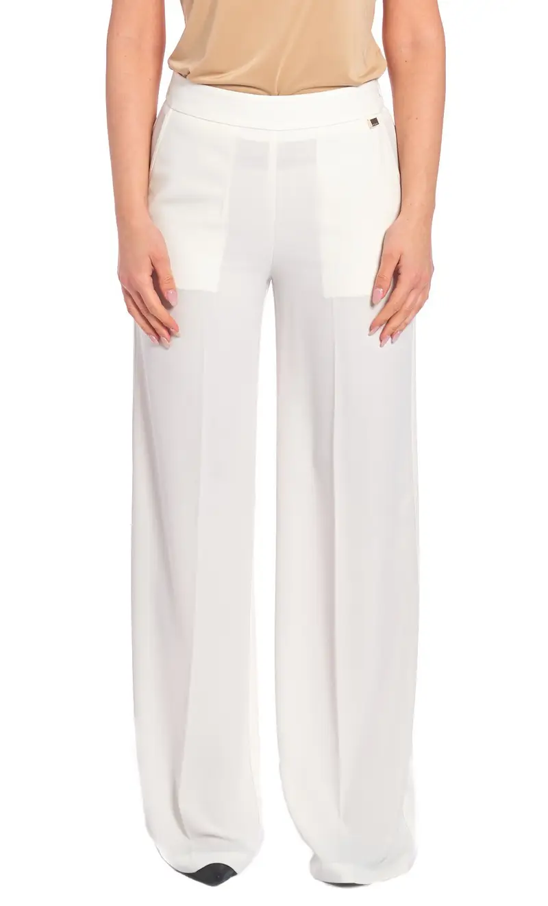 LUCKYLU Pantalone palazzo bianco, colore bianco