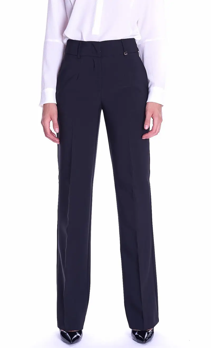 LUCKYLU Pantalone palazzo vita alta, colore nero