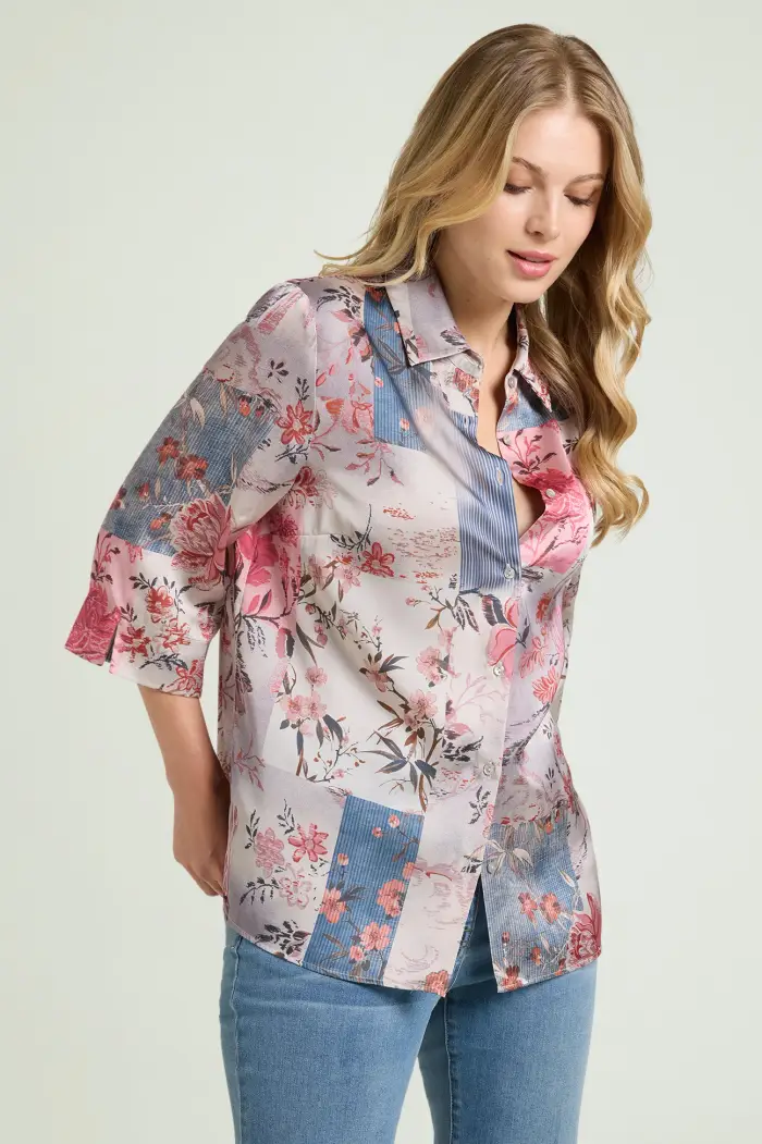 Luisa Viola CAMICIA IN SATIN STAMPATO Donna
