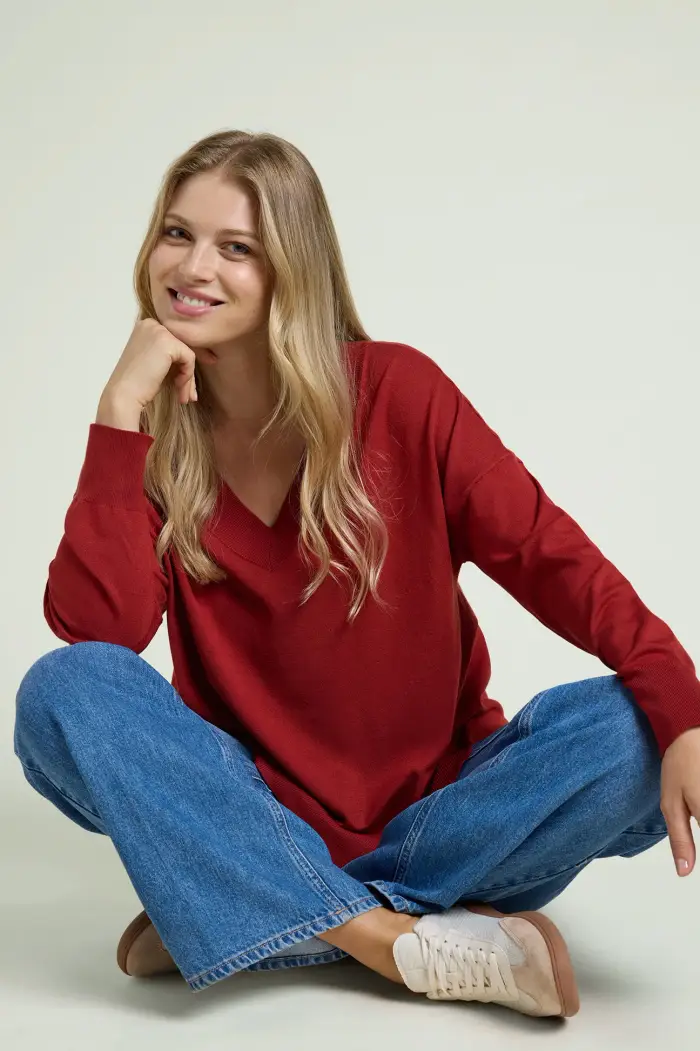 Luisa Viola MAGLIA IN VISCOSA COMFORT CON SCOLLO A "V" Donna
