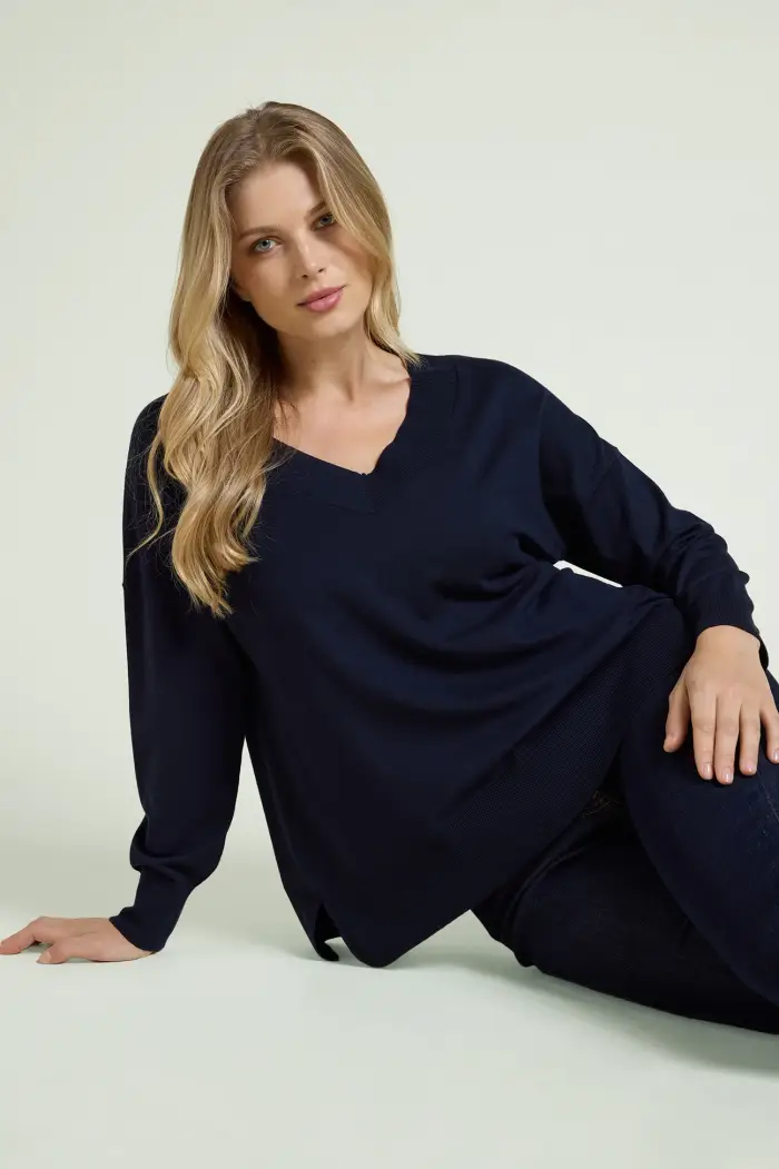 Luisa Viola MAGLIA IN VISCOSA COMFORT CON SCOLLO A "V" Donna